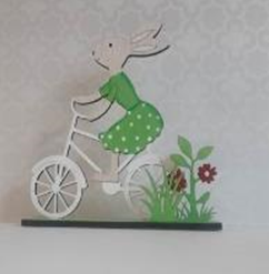 Сувенир Кролик на велосипеде (дерево) 16*15,5*4 зеленый